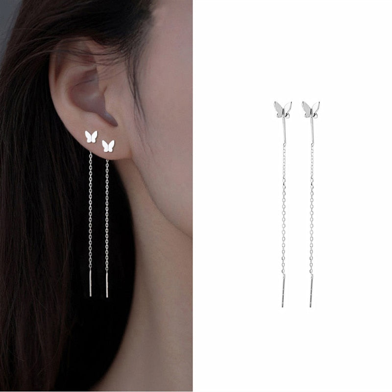 Tropfenohrringe Lang Hängendes Ohr für Frauen Roségoldfarbene Zirkon Kristall Piercing Fadengarn Ohrringe Ohrrad-Zubehör Schmuck