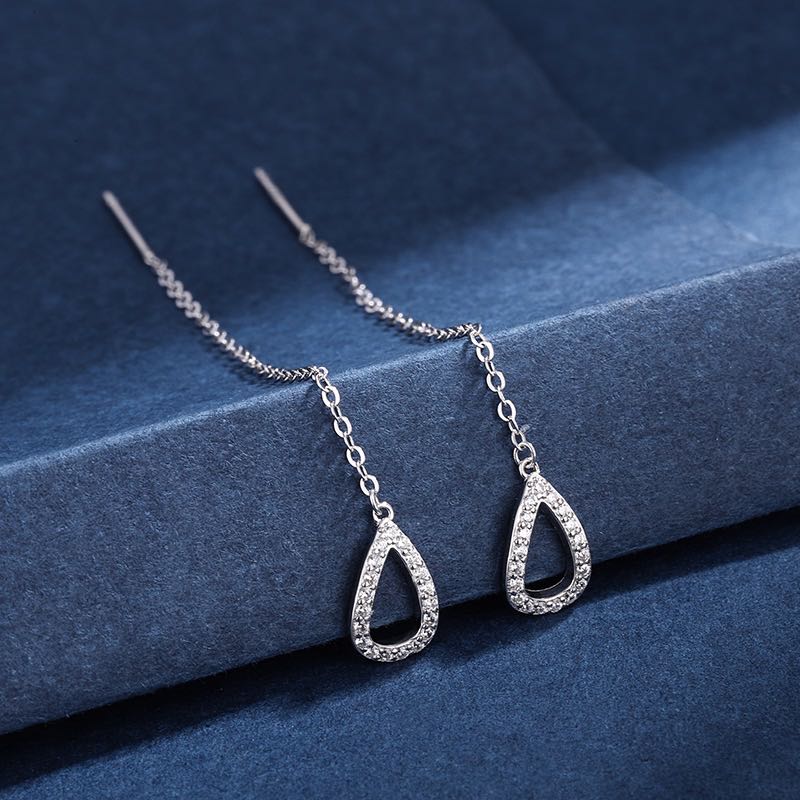 Tropfenohrringe Lang Hängendes Ohr für Frauen Roségoldfarbene Zirkon Kristall Piercing Fadengarn Ohrringe Ohrrad-Zubehör Schmuck