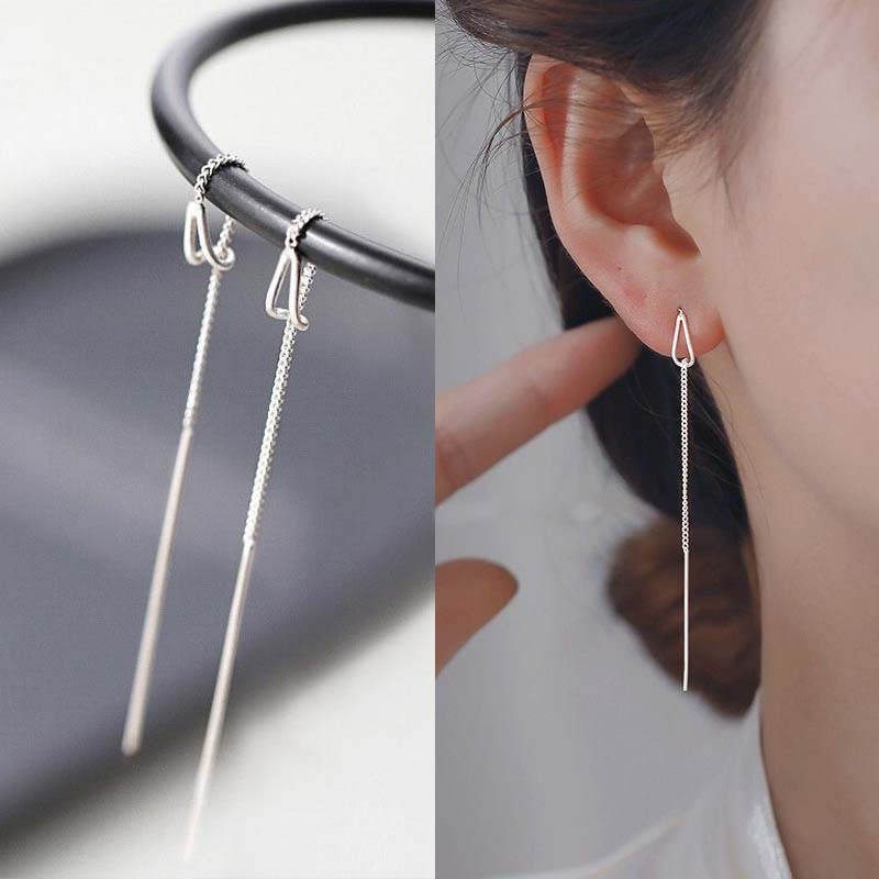 Tropfenohrringe Lang Hängendes Ohr für Frauen Roségoldfarbene Zirkon Kristall Piercing Fadengarn Ohrringe Ohrrad-Zubehör Schmuck