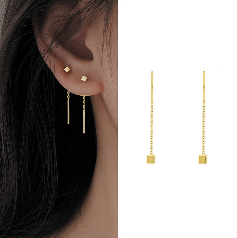 Tropfenohrringe Lang Hängendes Ohr für Frauen Roségoldfarbene Zirkon Kristall Piercing Fadengarn Ohrringe Ohrrad-Zubehör Schmuck
