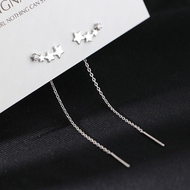 Tropfenohrringe Lang Hängendes Ohr für Frauen Roségoldfarbene Zirkon Kristall Piercing Fadengarn Ohrringe Ohrrad-Zubehör Schmuck